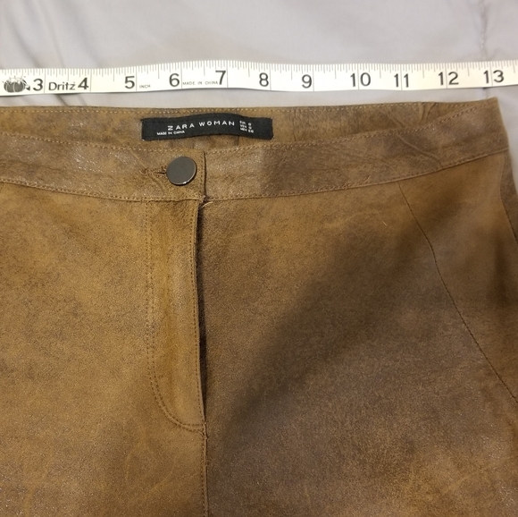 Zara tan brown suede skinny pants - Picture 1 of 7